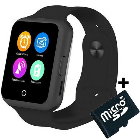 Ceas Smartwatch cu Telefon iUni V88, 1.22 inch, BT, 64MB RAM, 128MB ROM, Negru + Card MicroSD 4GB Ca